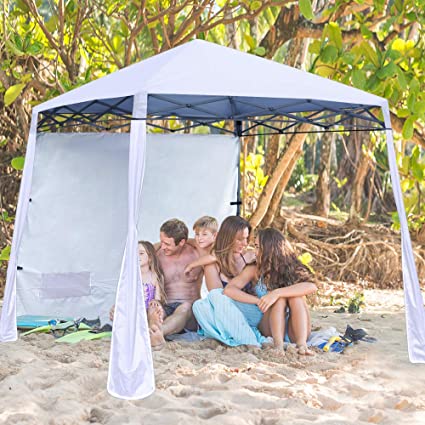 ABCCANOPY Pop-Up Canopy Tent Sun Protection Comapct and Lightweight Beach Canopy Slant Leg Backpack Canopy,White