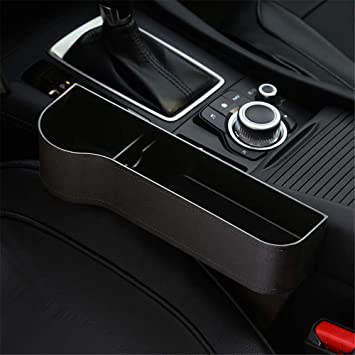 Car Seat Gap Organizer, Multifunctional with Cup Holder, Storage Box, Fit for Most Cars (Black, Driver Seat)