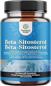 Premium Beta Sitosterol Tablets for Adults - Beta Sitosterol Supplements for Heart Health and Cholesterol Support - Natural Plant Sterols Supplement for Men and Women - Non-GMO Tablets - 30 Count