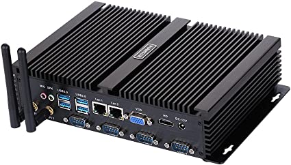 HUNSN Fanless Industrial PC, Mini Computer, Intel Core I5 3317U, Windows XP / 11 or Linux Ubuntu, IM02, VGA, HDMI, 2 x LAN, 4 x COM RS232, 4 x USB2.0, 4 x USB3.0, 4G RAM, 64G SSD