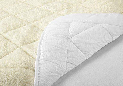 All-Season Sherpa Quilted Fitted Mattress Pad. Two-in-One Fully Reversible for Year Round Use - Breathable Microfiber on One Side and Plush Sherpa on the Other. By Home Fashion Designs. (Queen)