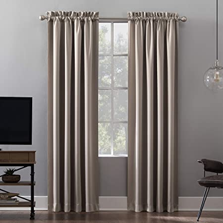 Sun Zero Oslo Theater Grade Extreme 100% Blackout Rod Pocket Curtain Panel, 52" x 63", Stone