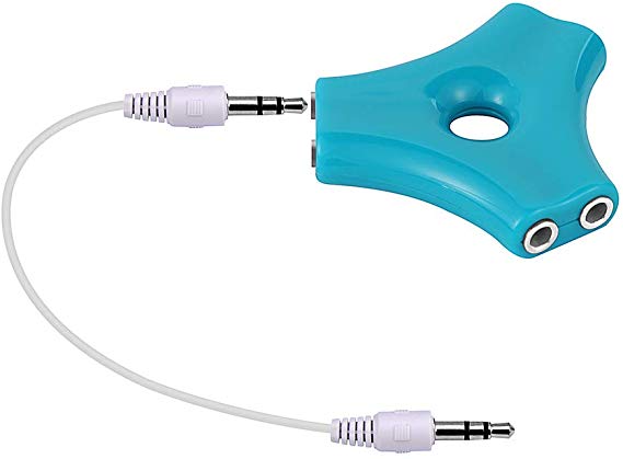 5-Way Multi Headphone Splitter, 3.5mm Audio Stereo Headset AUX Adapter 1/8” Earphone Earbuds Extension Cord, Compatible for iPhone/Samsung/LG/Tablets/MP3 - Honesun (UV Coating Blue)