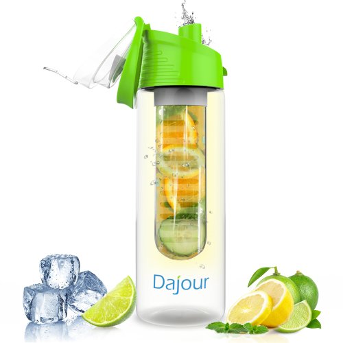Infuser Water Bottle 27 Ounce NO BPA Sports Flavor Fruit Infusion Bottle - PLUS Recipe Ebook and Cleaning Brush INCLUDED