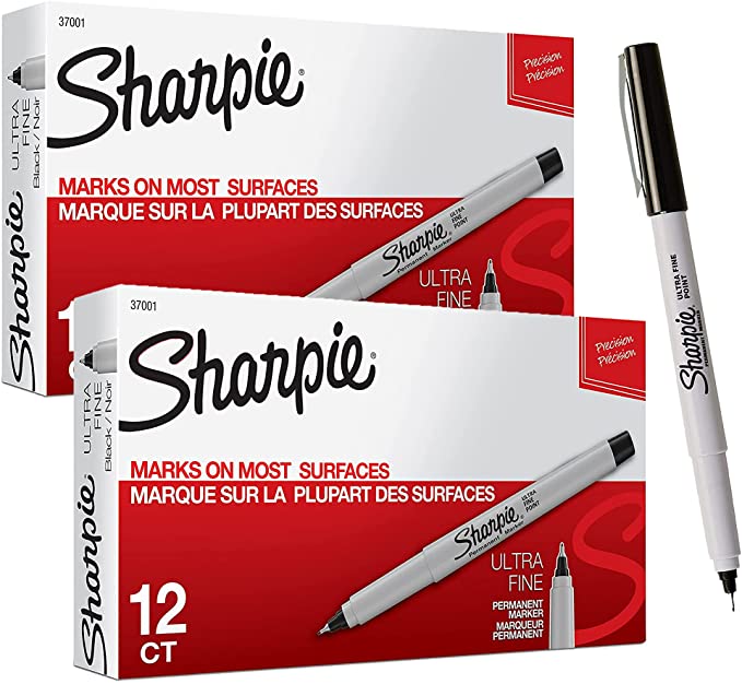 Sharpie 37001 Permanent Markers H7MS4 , Ultra Fine Point, Black, 24 Count