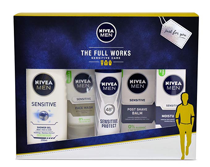 Nivea Men Gift Set, The Full Works Gift Pack for Him with 5 Items