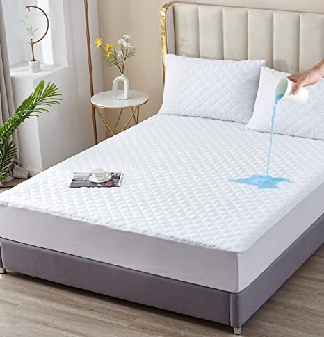 Elif Queen Size Mattress Protector, Waterproof, Quilted Cover Pad, Deep Pocket, Soft&Comfortable, Breathable, Vinyl Free, Queen