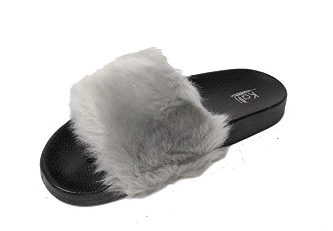 Kali Footwear Women's Flip Flop Faux Fur Soft Slide Flat Slipper Limit