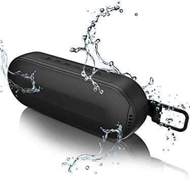 MANTO Durable Bluetooth Speaker, Portable Outdoor Wireless with Hi-Fi Stereo Sound and Rich Bass, 20-Hour Playtime, Built-in Mic AUX & SD Input for iPhone Samsung PC, IPX6 Waterproof Black