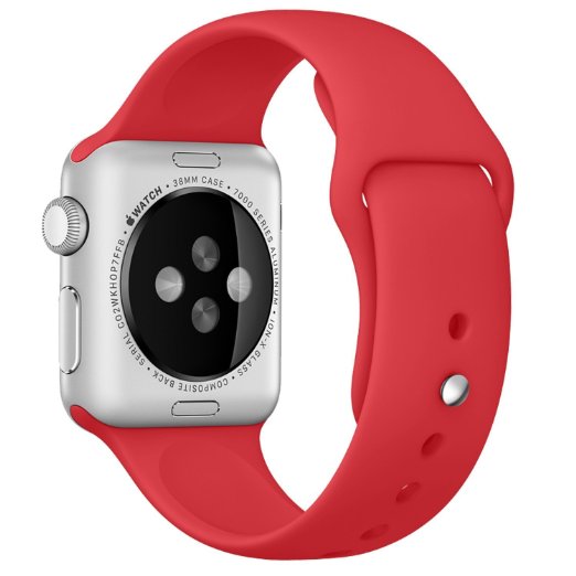 Apple Watch Band, HuanlongTM Soft Silicone Sport Style Replacement Iwatch Strap for Apple Wrist Watch (Red 42mm S/m)