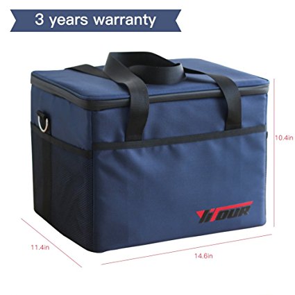 Soft Collapsible Cooler - Navy Insulated Bag - Detachable Plastic Liner Lunch Tote with Adjustable Shoulder Strap ,40-Can