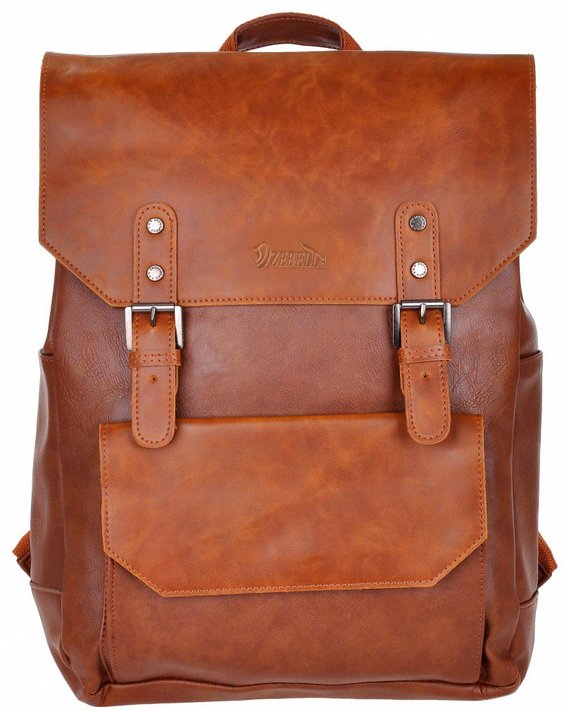 Goodampgod Pu Leather Laptop Backpack School Bookback Bag