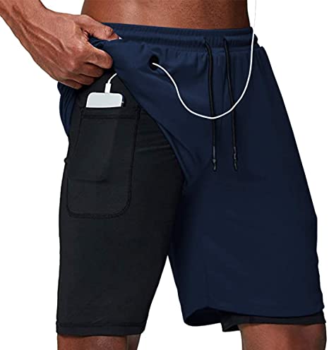 Yidarton Men's Sports Shorts Summer Running Gym Quick Drying Breathable Training Joggers Shorts with Pockets