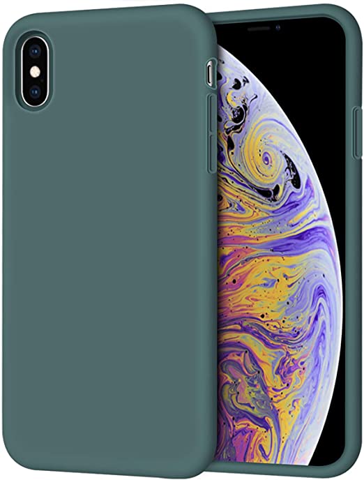 Anuck Case for iPhone Xs Max Case 6.5 inch 2018, Soft Silicone Gel Rubber Bumper Case Anti-Scratch Microfiber Lining Hard Shell Shockproof Full-Body Protective Case Cover - Pine Green