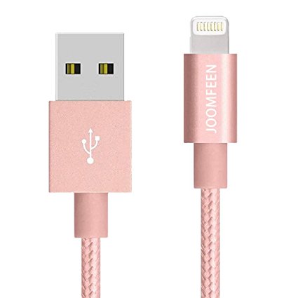 iPhone Charger, JOOMFEEN 3FT Durable Nylon Braided 8pin Lightning Cable Syncing and Charging Cord for iPhone se,7,7 plus, 6s plus, 6s, 6 plus, 6, 5s, 5c, 5, iPad Air, iPad Mini, iPod (Rose Gold)