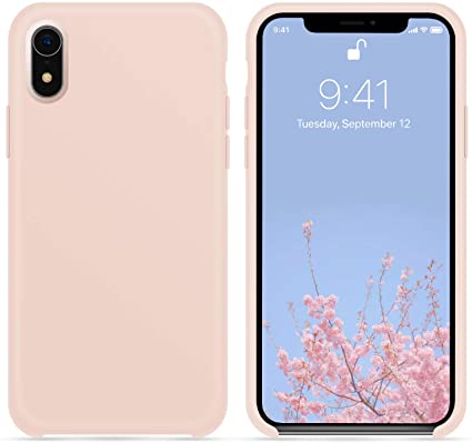 OTOFLY for iPhone XR Case, [Silky and Soft Touch Series] Premium Silicone Rubber Full-Body Protective Bumper Case Compatible with Apple iPhone XR 6.1 inch， (Pink Sand)