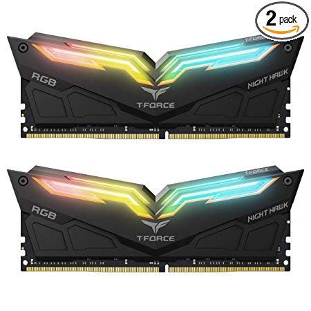 TEAMGROUP T-Force Night Hawk RGB DDR4 16GB Kit SDRAM (2x8GB) 3000MHz (PC4-24000) CL16 Desktop Memory Module ram TF1D416G3000HC16CDC01 (Black)