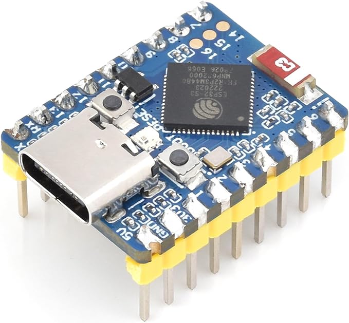 ESP32-S3 Mini Development Board with Pre-Soldered Header, Based on ESP32-S3FH4R2 Dual-Core Processor, 240MHz Running Frequency, 2.4GHz Wi-Fi & Bluetooth 5, Onboard 4MB Flash Memory/2MB PSRAM