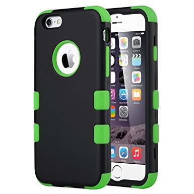 iPhone 6S Case, iPhone 6 Case, ULAK Shock-Absorbing Case with Hybrid 3in1 Soft Silicone   Hard PC Cover for Apple iPhone 6/6S 4.7 Inch Device (Black/Green)