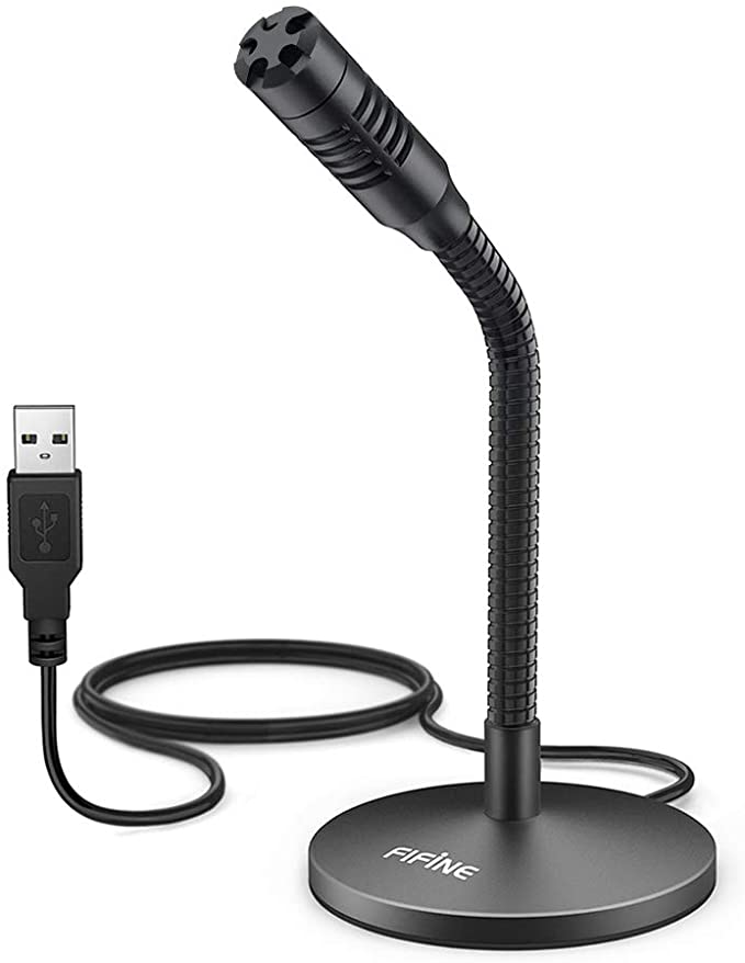FIFINE USB Microphone for Dictation and Recording, Mini Gooseneck Desktop Microphone for Computer.Great for Skype,YouTube,Gaming, Streaming,Voiceover,Discord and Tutorials.Plug and Play -K050