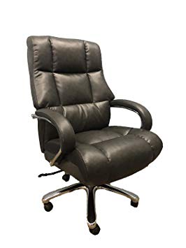 Big and Tall Grey comfort executive office chair, Bonded leather, Chrome arms with extra thick padding. Heavy duty Swivel and tilt, supports up to 500 pounds body weight.