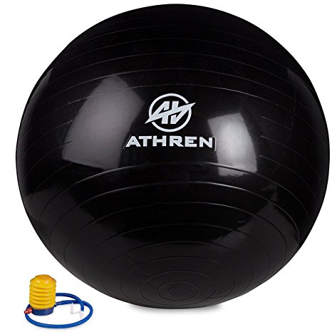 Exercise Ball with Foot Pump (Gym Quality) - 2000lbs Anti-burst - Also Known as: Fitness Ball - Yoga Ball - Swiss Ball - Multiple Colors and Sizes