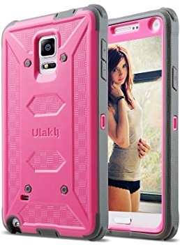 ULAK Galaxy Note 4 Case, [Drop Protection] Knox Armor [Rugged Defense] Heavy Duty with Shock Absorbent [Dual Layered Hybrid Case] Cover for Samsung Galaxy Note 4 - [Rose pink]