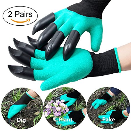 Garden Genie Gloves - Homeme Gardening Gloves With Claws for Digging & Planting - 2 pairs