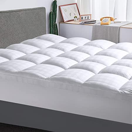 BaliChun Full Mattress Topper, Thick Mattress Pad Cover 400TC Cotton Top Cooling Pillow top (8-21 Inches Fitted Deep Pocket)