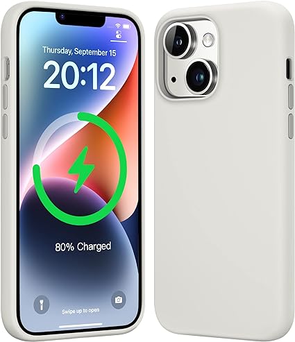 Mkeke Magnetic for iPhone 14 Plus Case [Compatible for MagSafe] Liquid Silicone Military Grade Shockproof Protective Phone Cover with Soft Microfiber Lining for Apple iPhone 14 Plus (6.7"),White