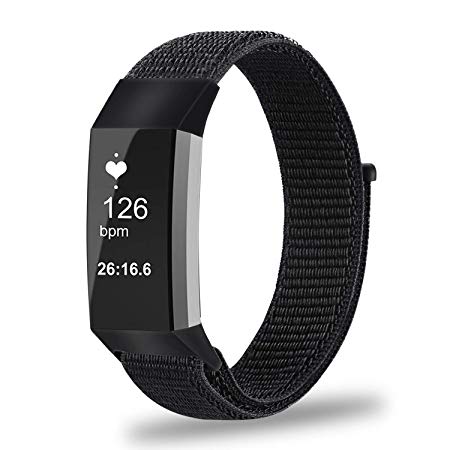 Fintie for Fitbit Charge 3 Bands, Replacement Accessory Strap Wristbands Women Men for Fitbit Charge 3 & Charge 3 SE Fitness Tracker [Large], Black
