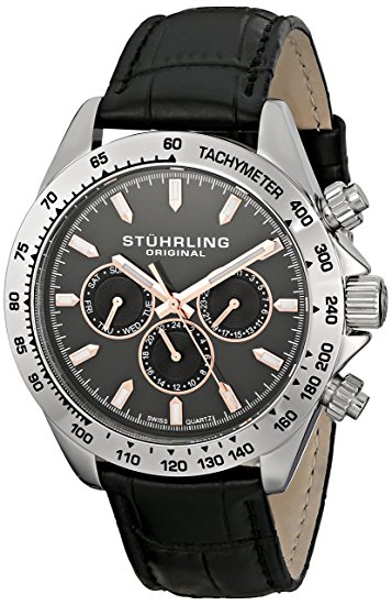 Stuhrling Original Men's 564L.01 Triumph Swiss Quartz Multifunction Grey Dial Watch