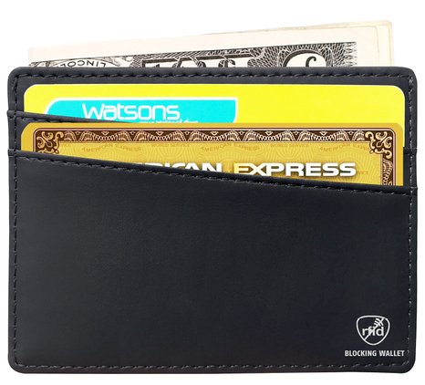 Chalier RFID Blocking Leather Minimalist Flat Card Case Slim Thin Pocket Wallets