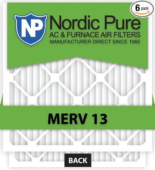 Nordic Pure 14x20x1M13-6 14x20x1 MERV 13 Pleated AC Furnace Air Filter, Box of 6, 1-Inch