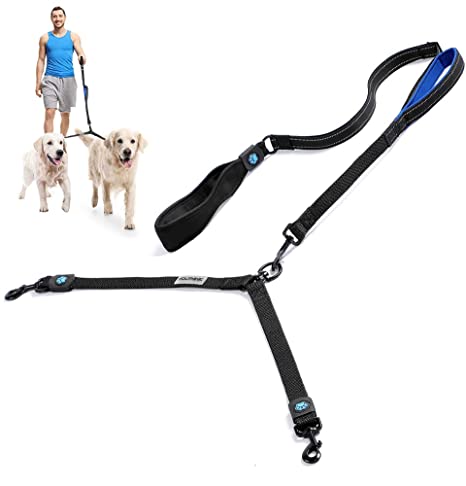 Double Dog Leash,YOUTHINK 360°Swivel No Tangle Dog Leash with Comfortable Padded Handle Heavy Duty Reflective Dual Dog Walking Leash for 2 Dogs up to 180lbs