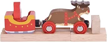 Bigjigs Rail Santa Sleigh with Reindeer - Other Major Wooden Rail Brands are Compatible