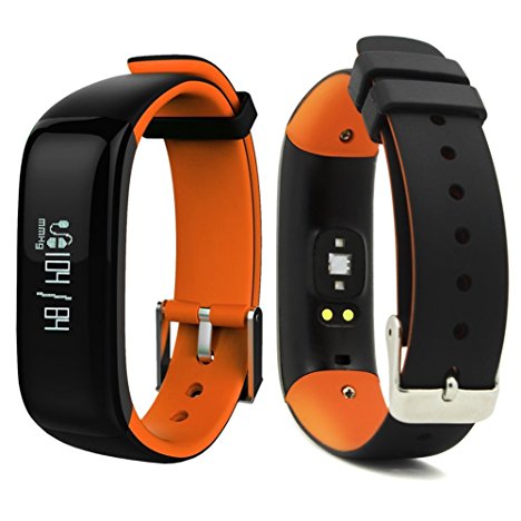 Smart Band Watchband Health Fitness Tracker with Heart Rate Monitor and Blood Pressure Sports Smart Wristband Pedometer Smart Bracelet Bluetooth Smart Watch For IOS Android Phone (Orange)