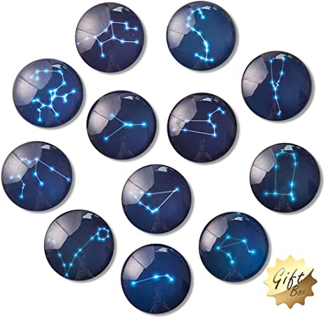 FF Elaine 12 Pcs Fridge Magnets Crystal Glass Housewarming Home Decorations Gift (Constellation)