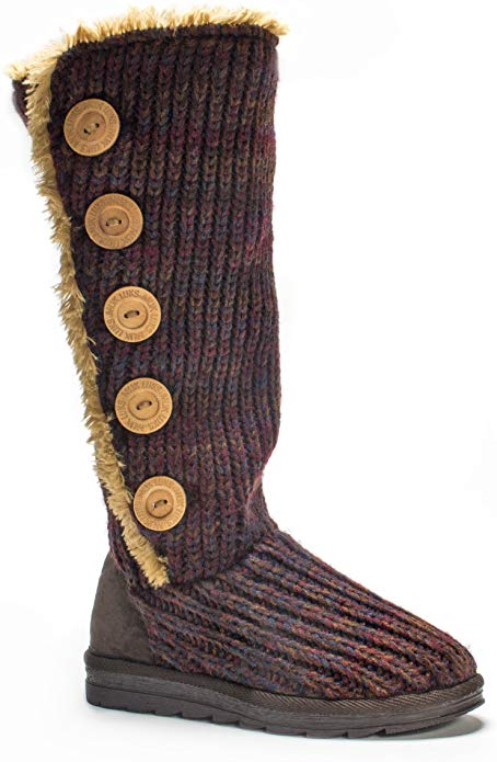 Muk Luks Women's Malena Red Marl Button Up Winter Boot