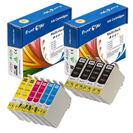 PrintOxe™ Compatible 10 Ink Cartridges for E- T127 ; 2 Sets   2 BK 127 ( 4 Black T1271 , 2 Cyan T1272 , 2 Magenta T1273 , 2 Yellow T1274 ) T127XL for Stylus and WorkForce Printers (See Compatible Models under Description). Exclusively sold by PanContinent.