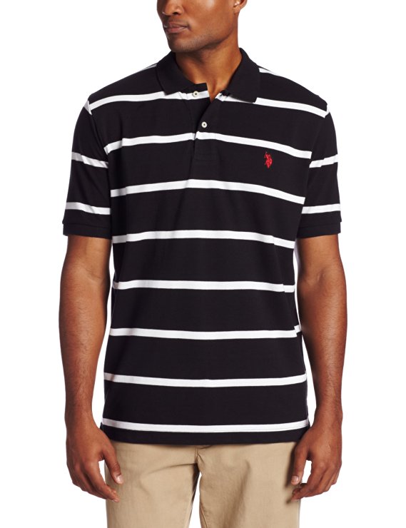 U.S. Polo Assn. Men's Short Sleeve Striped Pique Polo Shirt