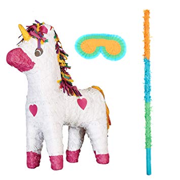 BirthdayExpress Unicorn Party Supplies Pinata with Eye Mask and Buster