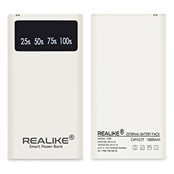 REALIKE® PowerCore Polymer Battery 10000 mAh, One of the Smallest and Lightest Power Bank, Ultra-Compact, High-speed Charging Technology With Digital Display