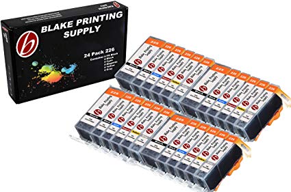 24 Pack with Gray Blake Printing Supply CLI-226 226 PGI-225 225 Ink Cartridges for Canon PIXMA MG6120 PIXMA MG6220 PIXMA MG8120 PIXMA MG8120B PIXMA MG8220