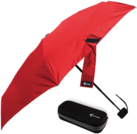 Travel Umbrella with Waterproof Case - Small and Compact for Backpack or Purse. Great Umbrella for Women, Men or Kids. (Classic Red)
