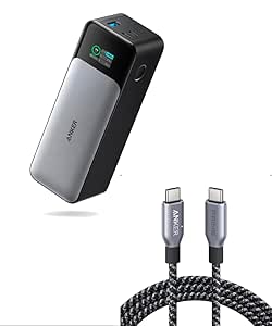 Anker Prime USB C to USB C Cable, 240W 6 ft Fast Charging USB C Cable 737 Power Bank, 24,000mAh 3-Port Laptop Portable Charger with 140W Output