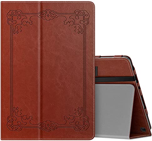 MoKo Case Fits All-New Kindle Fire HD 10 & 10 Plus Tablet (11th Generation, 2021 Release) - Slim Folding Stand Cover with Auto Wake/Sleep, Retro Carving