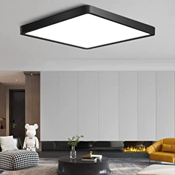 12Inch 24W Square LED Ceiling Light Fixtures Flush Mount, 5000K Daylight White LED Ceiling Lamp, Surface Mount Modern Ceiling Lights, Slim Flat Panel Lighting for Bedroom, Kitchen, Bathroom Etc.Black