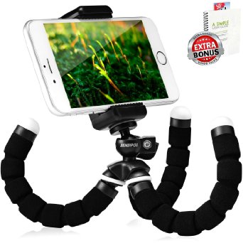 Flexible Mini Phone Tripod with Universal Cell Phone Mount Adapter - The BEST tripod for iPhone, Samsung Galaxy, Smartphone, Android, Large Phones, Digital Camera & Webcam