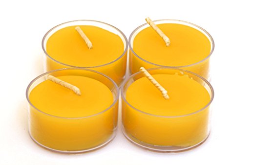 100% Pure Original Refined Beeswax Tea Light Candles with Spacial Chemical Free 100% Cotton/Beeswax Wick *BOUNS* Get a free DRIPLESS beeswax lighter Wick